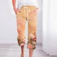 thumbnail image 2 of Bogo Cotton Linen Pants Women Wide Leg Capris Women'S Pants Casual Work Pants For Women Casual Elastic Waist Long Sweatpants For Women Tall Baggy Trousers For Women Dressy, 2 of 5