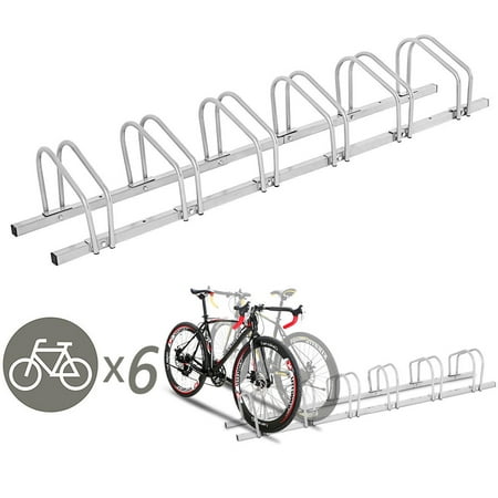 Gymax 6 Bike Bicycle Stand Parking Garage Storage Cycling Rack Silver