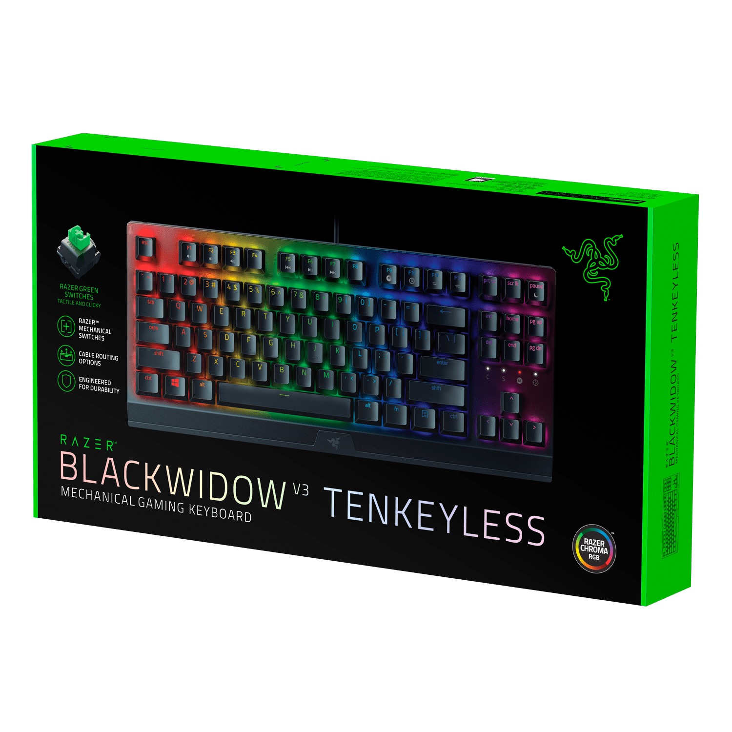  Razer BlackWidow V3 Tenkeyless TKL Mechanical Gaming Keyboard:  Yellow Mechanical Switches - Linear & Silent - Chroma RGB Lighting -  Compact Form Factor - Programmable Macros - USB Passthrough : Video Games