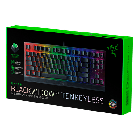 Razer - BlackWidow V3 TKL Wired Mechanical Green Clicky Tactile Switch Gaming Keyboard with Chroma RGB Backlighting - Black