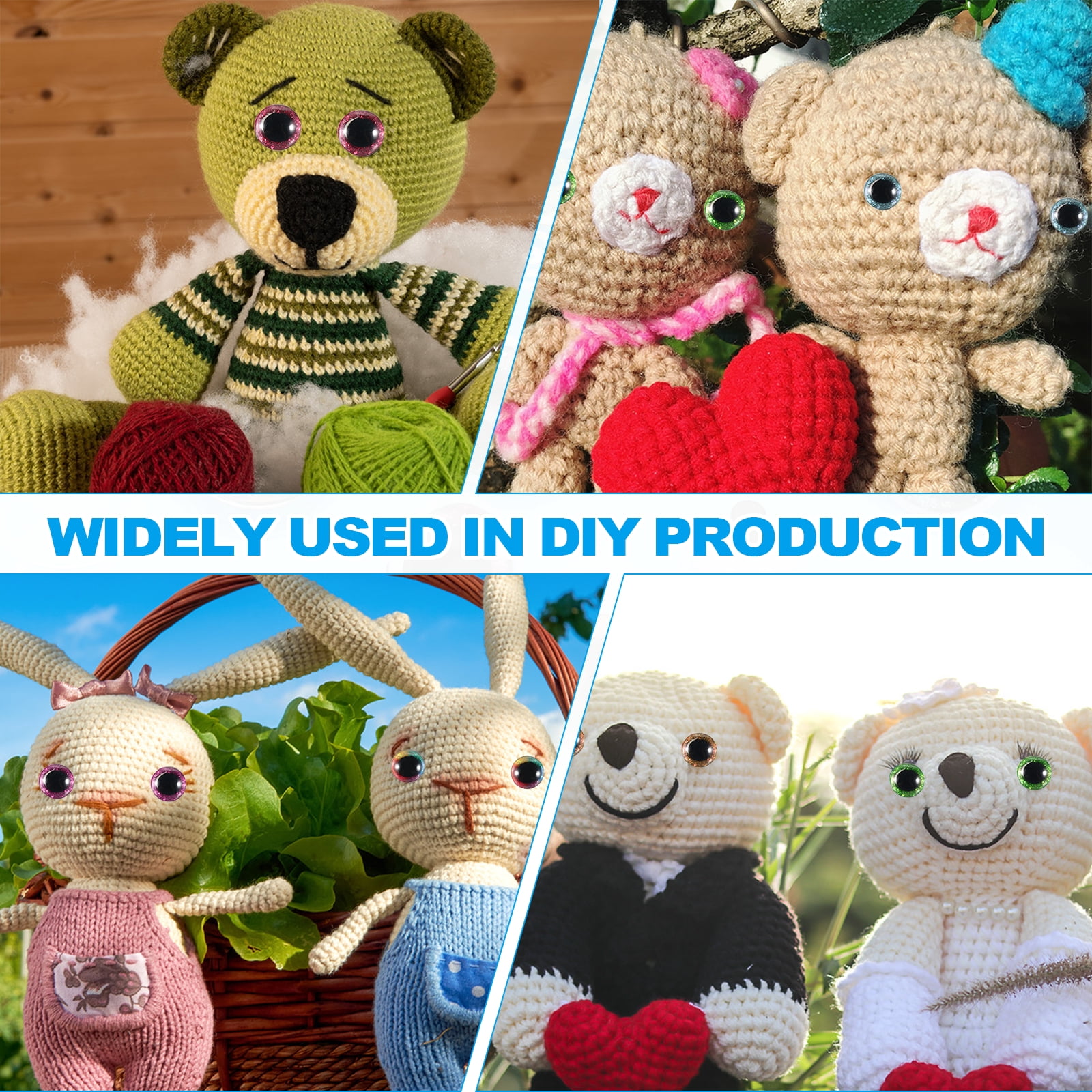 Uxcell 30mm Flash Safety Eyes, 30 Pcs Plastic Glitter Safety Eyes Realistic Colorful Crocheting Safety Eyes for Decor Crochet Accessories Dolls Craft, Plum Red