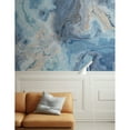 thumbnail image 4 of GK Wall Design  Turquoise and Blue Waves Marble Pattern Removable Wallpaper H:114"  x W:204", 4 of 5