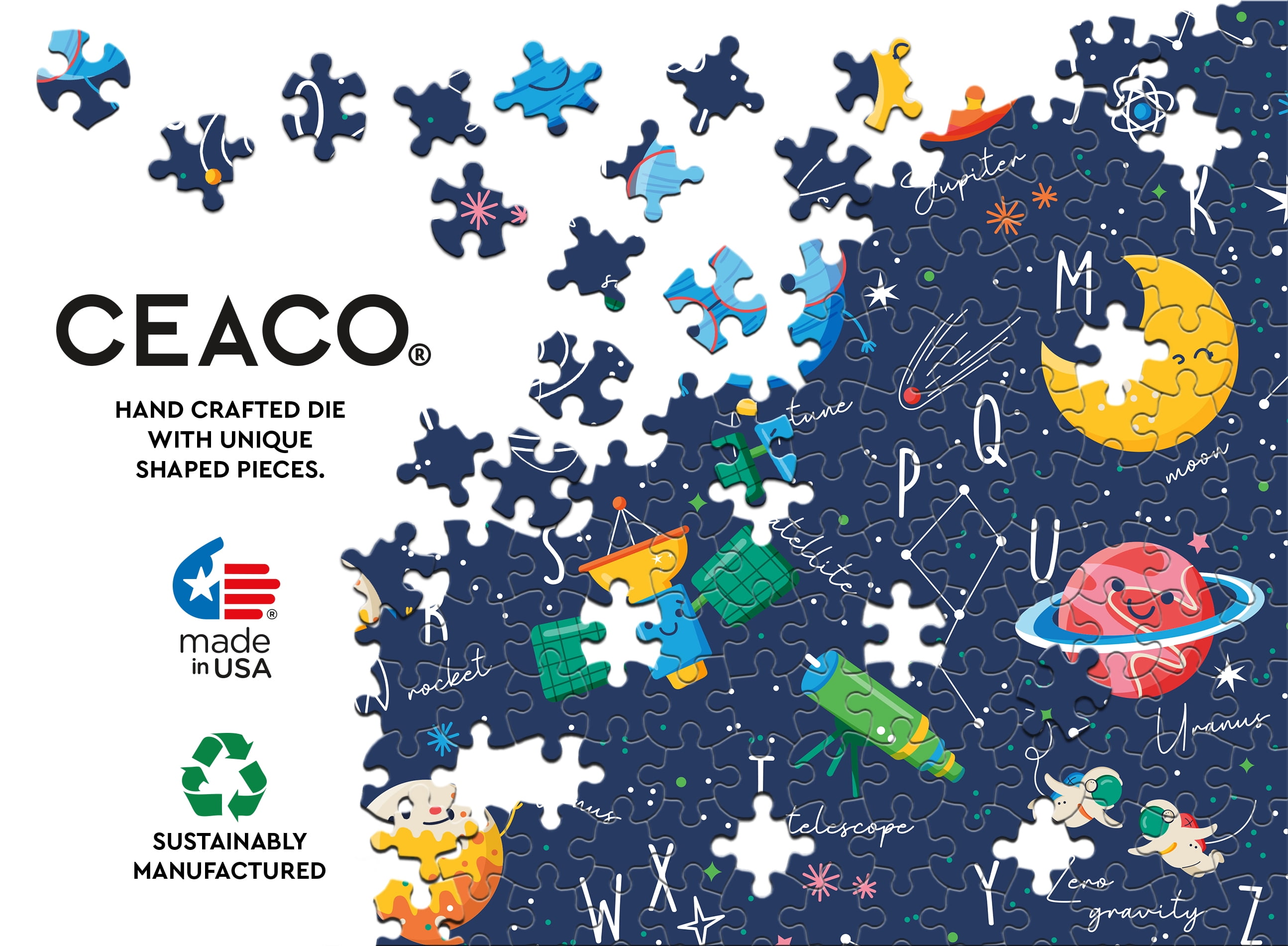 Ceaco 100 Piece Space Friends (Andrea Jasid Grassi) Interlocking Jigsaw Puzzle