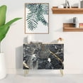 thumbnail image 2 of PixonSign Sideboard Buffet Cabinet, Kitchen Storage Cabinet with 2 Doors, Black & Gold Marble Granite Patterns, Cupboard Console Table for Dining Room - 35" L x 18" W x 29" H, 2 of 5