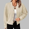 thumbnail image 2 of Jamicy Cropped Cardigan for Women Clearance Rollback 2024 Fall Women's Long Sleeve Sweater Cardigan Cable Knit Open Front Button Outwear Coats, 2 of 8