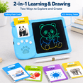 thumbnail image 2 of ICREOPRO Talking Flash Cards with LCD Writing Tablet, 2 in 1 Educational Toys for Kids, 224 Sight Words, 112 Double-Sided Cards, Erasable Drawing Board, Preschool Learning Toy, Blue, 2 of 9