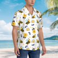 thumbnail image 3 of Bingfone Men's Short Sleeve Button Down Shirts Hawaiian Bees And Rainbows Printed Beach Shirt, 3 of 7