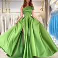 thumbnail image 5 of Vestido de satén con un solo hombro, vestido de noche, fiesta de cumpleaños, minifalda verde, abertura alta, mono sexy, 5 of 5