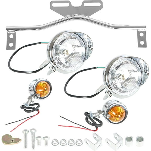 EPOTOOR Motorcycle Driving Spot Fog Light Bar with Bracket Turn Signal Replacement for Honda Yamaha Suzuki Kawasaki