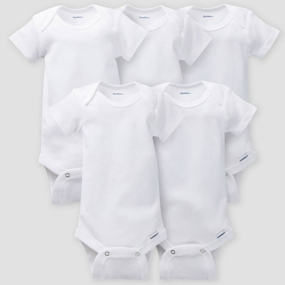 Gerber Baby 5pk Short Sleeve Onesies - White