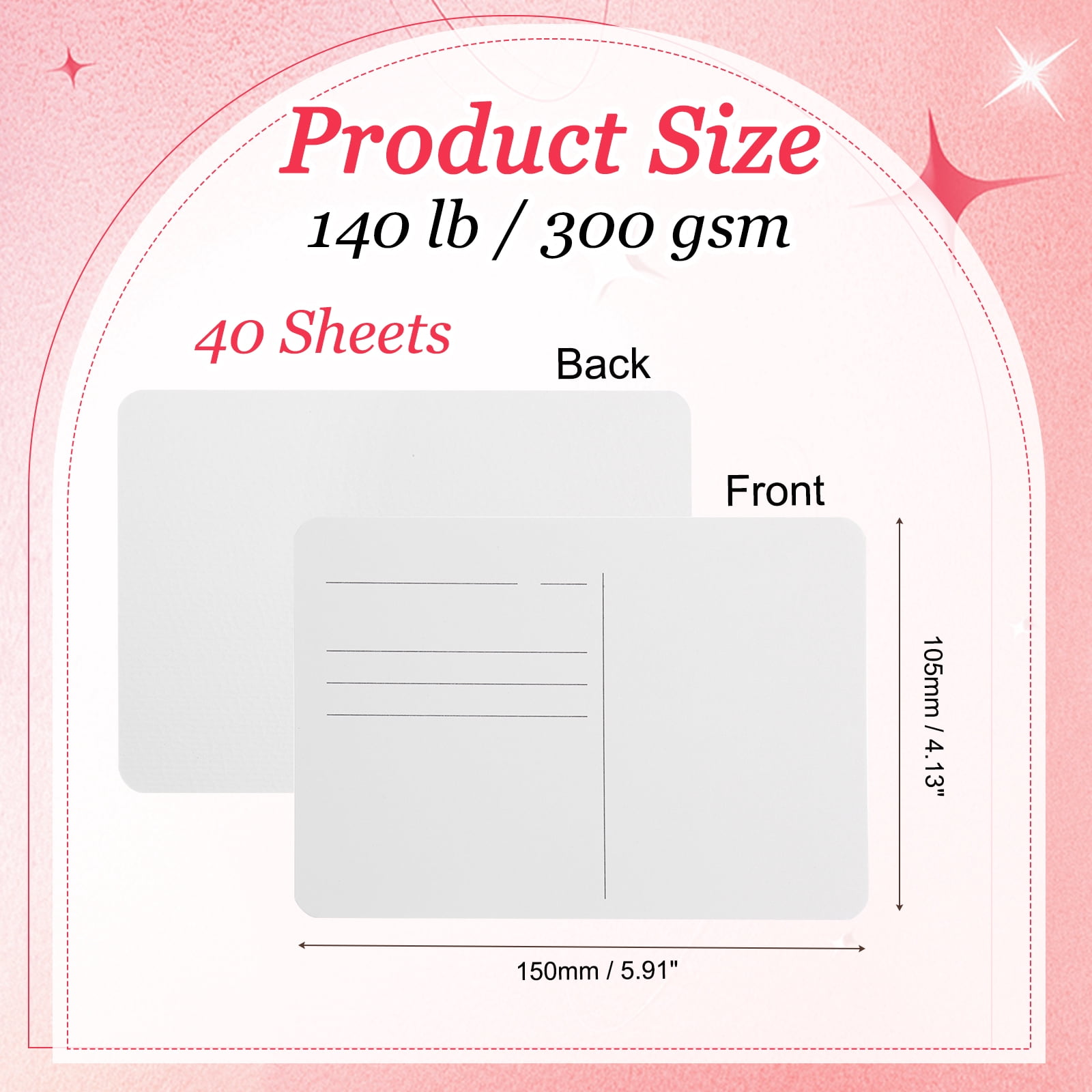 Uxcell 40Sheets Watercolor Postcards, 100% Cotton 4"x6" Watercolor Paper Blank Postcard W White Cap White Waistband Cold Pressed for Mailing Painting Invitations Cards(140lb/300gsm) White