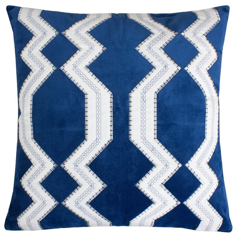 Homey Cozy Vivian 20' Square Velvet Decorative Throw Pillow in Blue