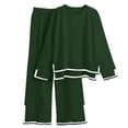 thumbnail image 5 of Two Piece Sets for Women Fall Outfits Lounge Set Casual Long Sleeve Round Neck Top Loose High Waist Wide Leg Pants 2 Piece Tracksuit, 5 of 5