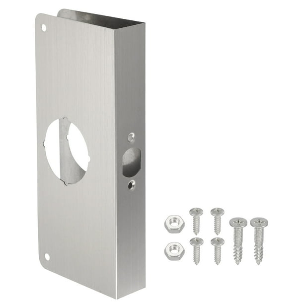 Placa de refuerzo para puerta Uxcell para reparación y refuerzo de puertas, 1 juego para puerta de 1-3/8" de grosor, tamaño de 9" en plata