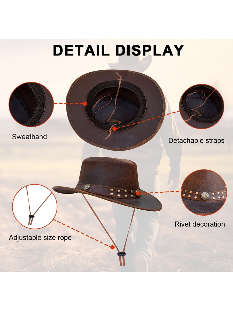 Dream Apparel Brown Leather Cowboy Western Hat for Men and  display picture 3
