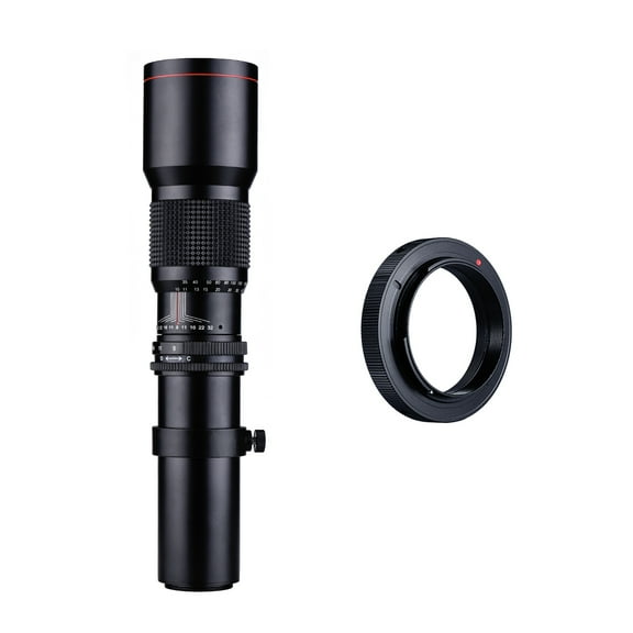 Camera 500mm F/8.0-32 Multi Coated Super Telephoto Lens Manual Zoom   T-Mount To F-Mount Adapter Ring Kit Replacement For  D3300 D3400 D3500 D5300 D5500 D5600 D610 D700 D7000