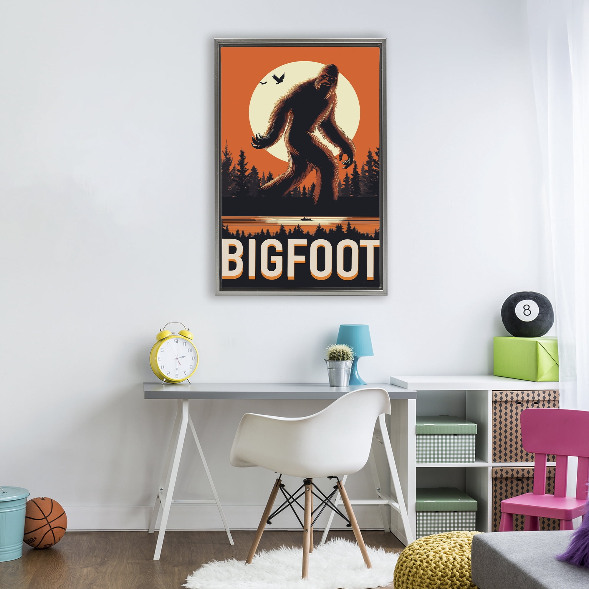 Stupell Industries Mythical Creature Lake Front Gray Framed Floater Canvas Wall Art, design by Omar Escalante