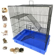 3-Story Ferret Chinchilla Sugar Glider Rats Guinea Pig Mouse Gerbil Hamster Hedgehog Animal Habitat Cage with Tight 3/8-Inch Wire Body Prevent Escape and Stuck Cross Metal Shelves and Ladders Paw Safe