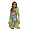 thumbnail image 3 of Vestido de ciervo de Navidad para mujer, minivestido de manga larga, corte en A, talla grande, informal, 3D, árbol de Navidad, copo de nieve, 3 of 4