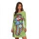 thumbnail image 3 of Vestido de ciervo de Navidad para mujer, minivestido de manga larga, corte en A, talla grande, informal, 3D, árbol de Navidad, copo de nieve, 3 of 4