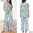 thumbnail image 2 of DreamFish Women's Pajama Set 2 Piece Sleepwear Henley Neck Short Sleeve Top and Long Pants with Pockets, 2 of 6