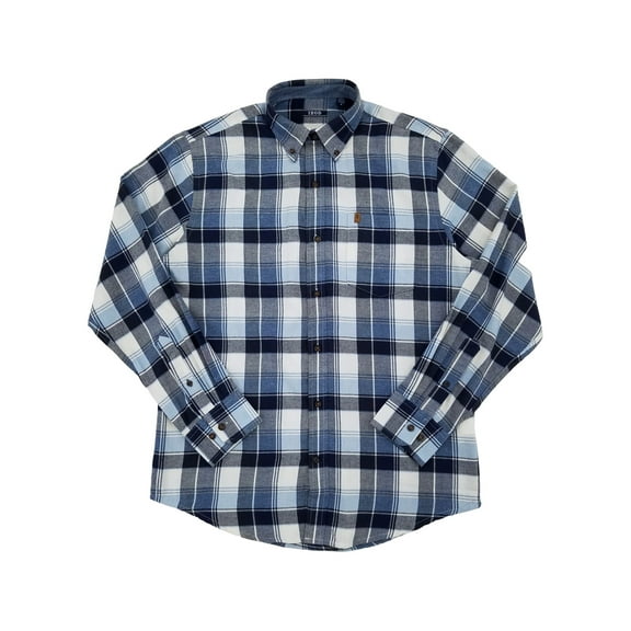 IZOD Mens Club Blue Plaid Long Sleeve Button-Down Flannel Shirt XX-Large