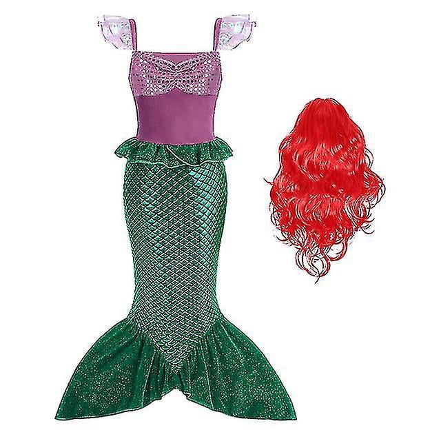 Girls Mermaid Princess Dress Ariel Cosplay Costume Kids Halloween Carnival Party Costume