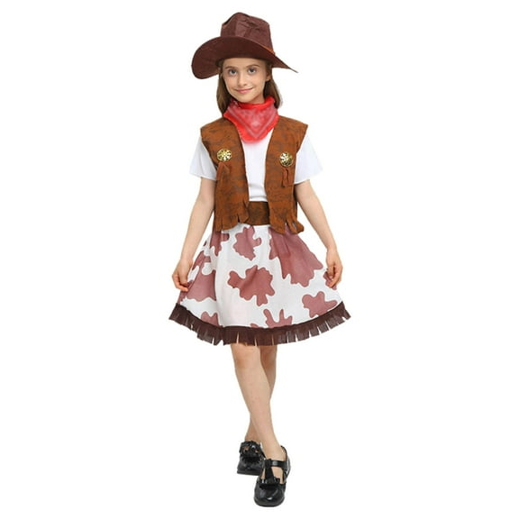 WOYY Cowboy Dress Up for Girls 4Pcs Set Kids Birthday Party Outfits