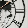 thumbnail image 5 of 36" Modern Silent Wall Clock, Nearly Silent Operation with Vintage Gold Numbers, Battery Operated for Convenient Placement in Living Room, Dining Room and Bedroom Decor, Stylish World Map Clock,Black, 5 of 7