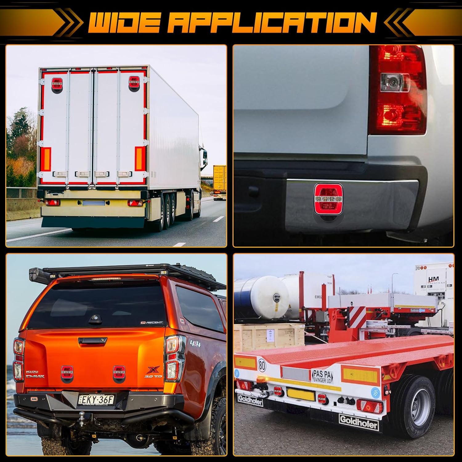 Wireless Trailer Lights-Magnetic Trailer Lights Adjustable Tow Light with Suction Cup, Rechargeable Towing Tail Light Kit Brake,Turn&Reverse Light Portable LED Towing Lights for Trucks,Boat,RV,Camper