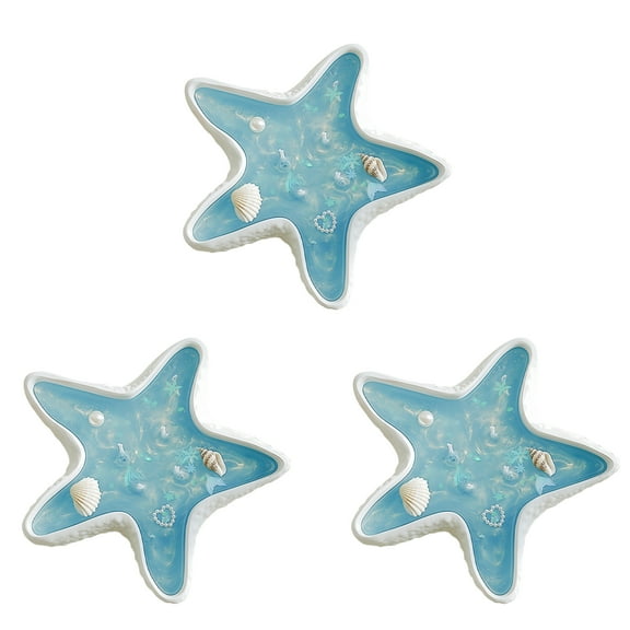 3-Pack Ocean Breeze Seashell Gel Candles – Handmade Starfish Coastal Candles with Jelly Wax, Shell Decor & Pearls, Beachy Under the Sea Party Decor, Coastal Gifts, Conch Shell Candle Set