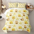 thumbnail image 2 of Manfei Lovely Bee Quilt King,Yellow Floral Pattern King Coverlet Set,3pcs, 2 of 7
