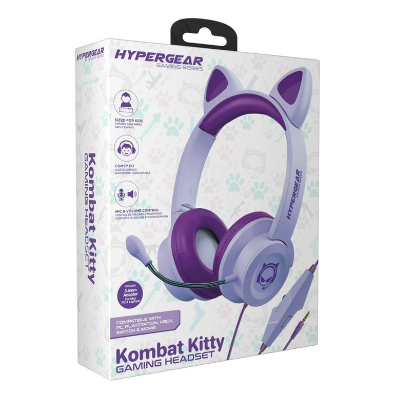 HyperGear 15555 Kombat Kitty Gaming Headset Purple - Walmart.com