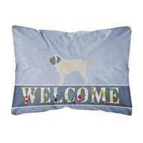 Carolines Treasures BB5560PW1216 English Mastiff Welcome Canvas Fabric Decorative Pillow, 12H x16W, multicolor