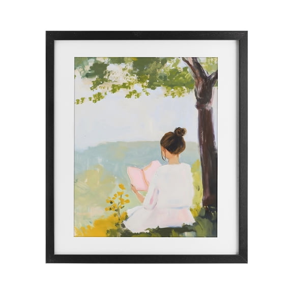 Stupell Industries Girl Reading in Nature Black Framed Print Under Glass, design by The Prints Vibe