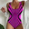 thumbnail image 2 of Huesdet Womens One Piece Swimsuits Retro Black Tummy Control Bathing Suits Elegent Tie Front Swimwear[Hot Pink,6XL], 2 of 5