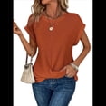 thumbnail image 1 of Camisetas para Mujer, con Mangas Murciélago Lisas y Dobladillo Cruzado, Informales, Ajustadas y A , Color Coral XXL, 1 of 7