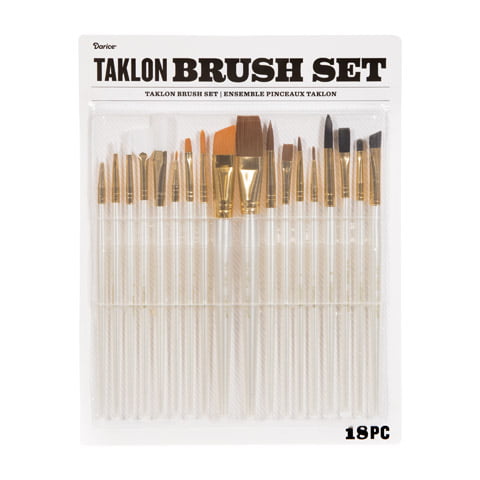 Darice Assorted 4 Piece Taklon Brushes White/Gold/Purple 
