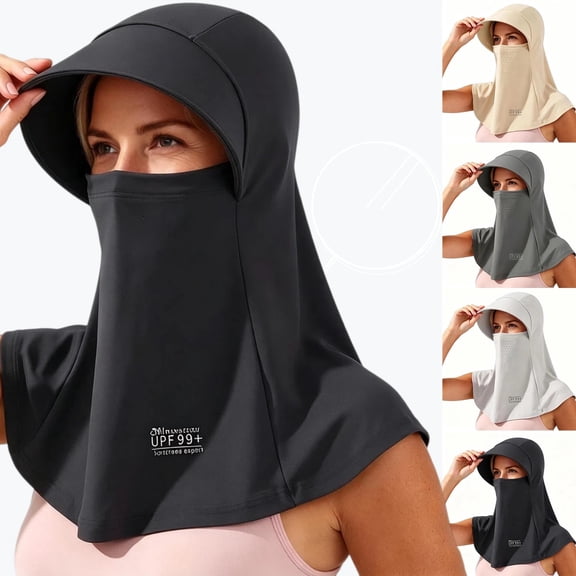 UPF 99 UV Block Full Face Sun Shield Hood for Women, Soft Breathable All Round Head Neck Cover with Sun Visor Brim, Summer Cooling Face Mask for Cycling, Fishing, Running, Beach Outdoor Activities