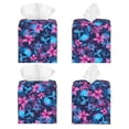 thumbnail image 2 of Lsque Blue Skull Flower Printed Tissue Box Cover Holder, Facial Paper Organizer Dispenser,Square with Bottom Belt, PVC Leather Decorative Organizer, 2 of 8