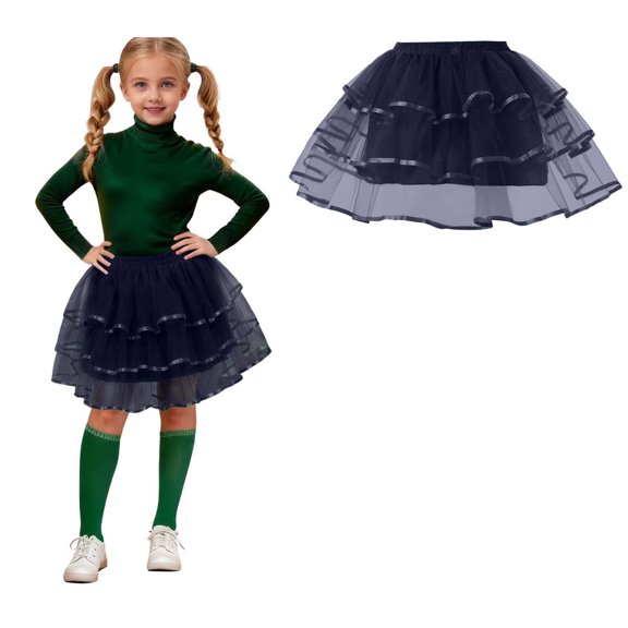 Girls Tulle Skirt Layers Navy Tutu Elastic Waist Kids Ballet Tutu Summer Princess Party Dress 3-14 Years