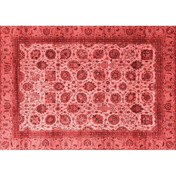 Ahgly Company Machine Washable Indoor Rectangle Abstract Red Modern Area Rugs, 3' x 5'