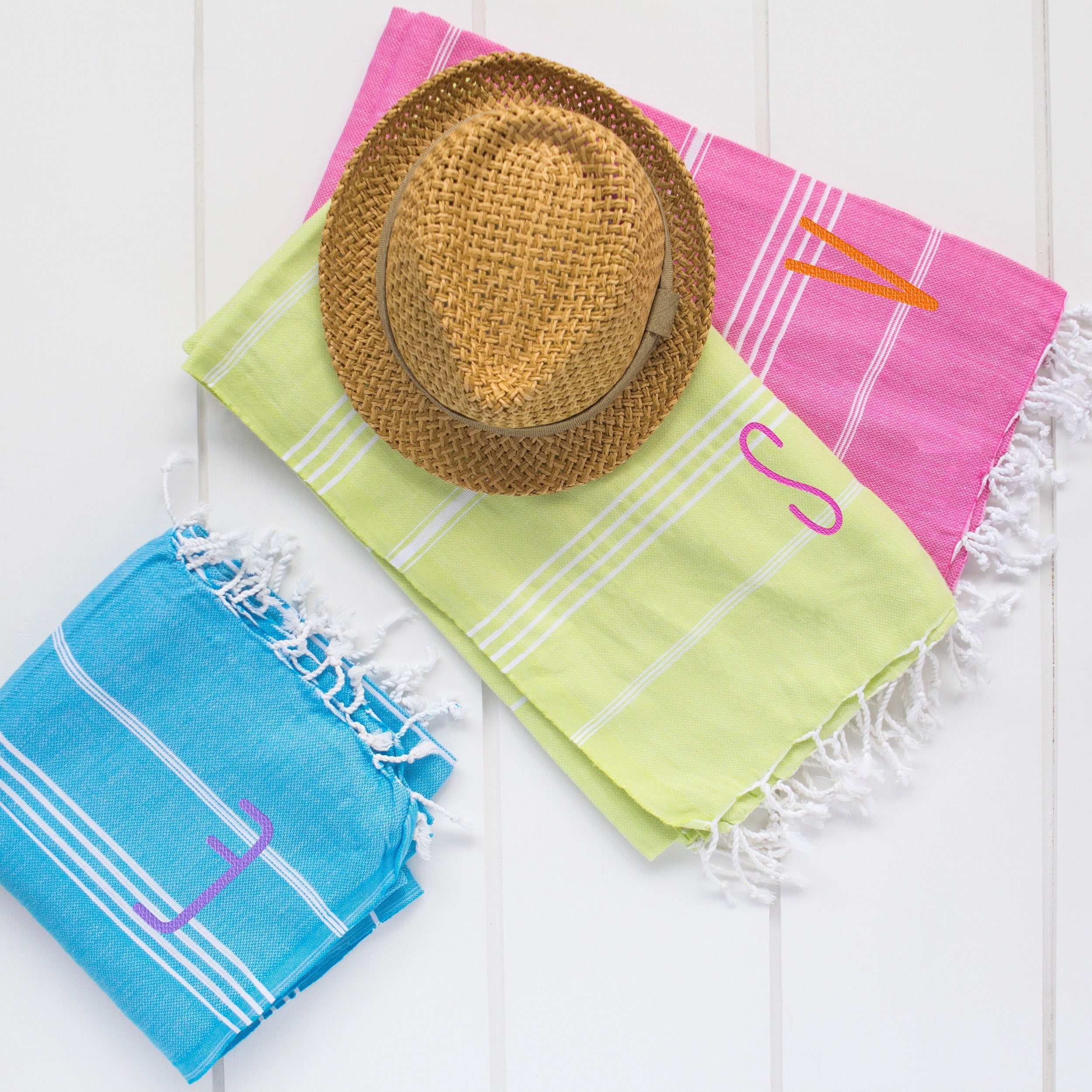 Pistachio Green Letter S Cathys Concepts Personalized Turkish Towel