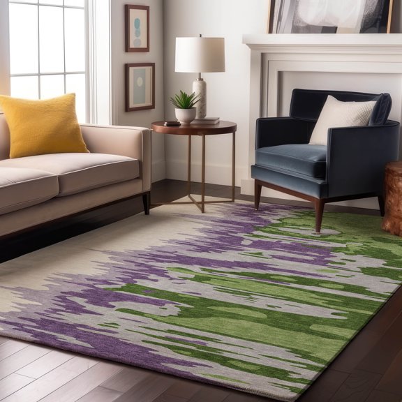 Addison Rugs Mayfield Premium Machine Washable Transitional Abstract Green Rectangle Rug, 10' x 14'