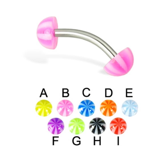 Beach Half Ball Curved Barbell, 14 Ga,1/2" (12Mm) Long,Pink - B