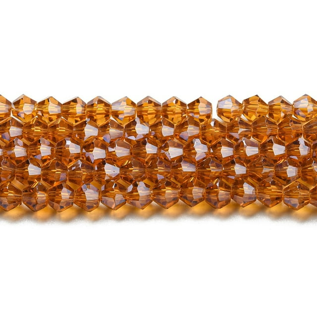 Transparent Electroplate Glass Beads Strands Pearl Luster Plated Faceted Bicone Dark Orange 4x4mm Hole: 0.8mm about 82~85pcs/strand 30.5~31cm