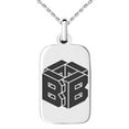 thumbnail image 1 of Stainless Steel Letter B Initial 3D Cube Box Monogram Engraved Small Rectangle Dog Tag Charm Pendant Necklace, 1 of 1