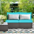 thumbnail image 2 of Costway 2PCS Patio Rattan Armless Sofa Sectional Conversation Furniture Set  W/Cushion Turquoise, 2 of 12