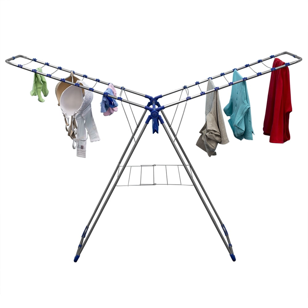 Home Basics Folding Metal Clothes Drying Rack with Zippered Laundry Bag