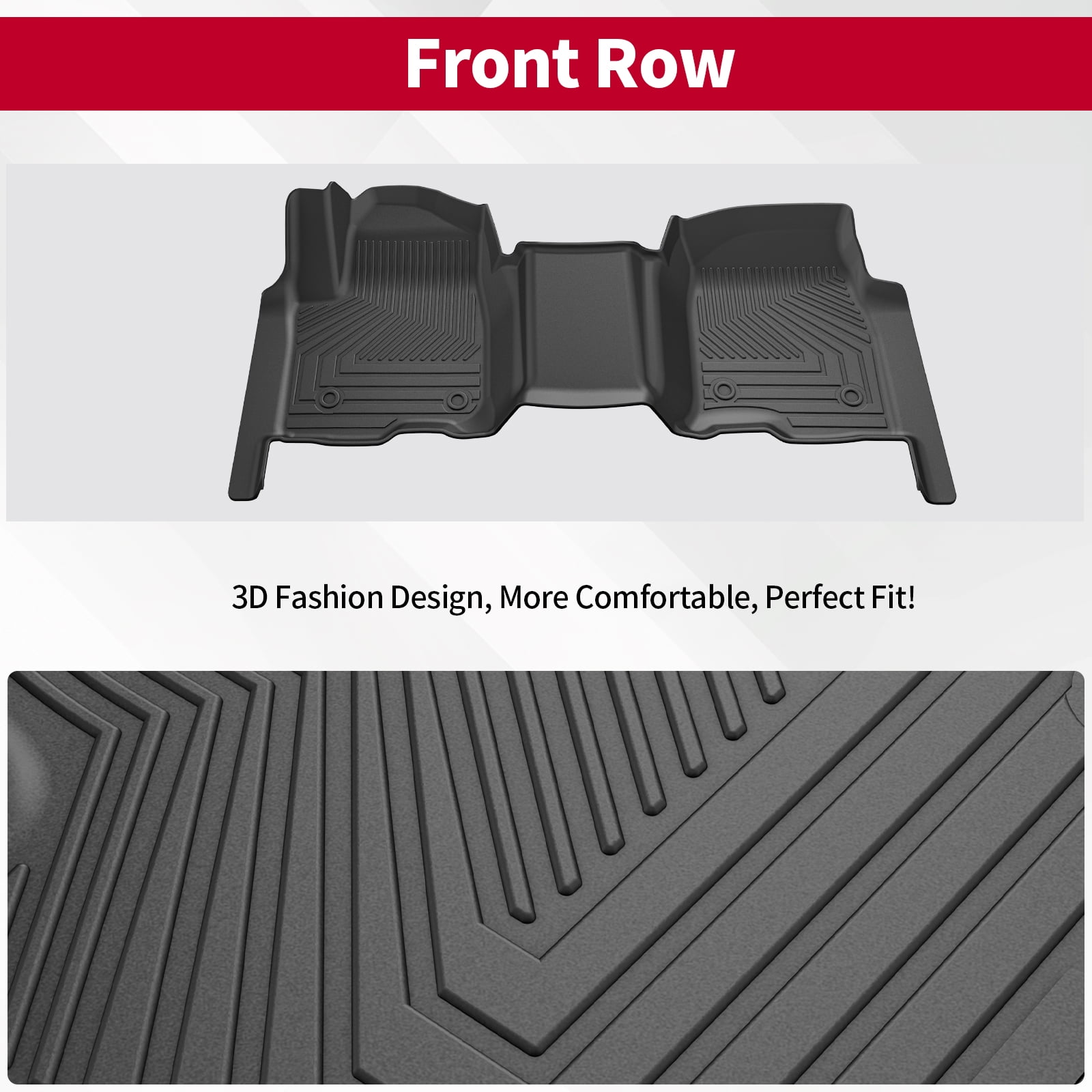 DIKSOAKR Floor Mats For 2019-2025 Chevy Silverado/GMC Sierra Denali 1500/2500HD/3500HD Crew Cab TPE All Weather Floor Liner Car Mats